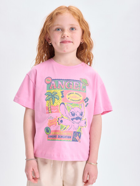 Remera manga corta Stitch Rosa