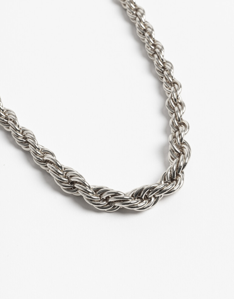 Collares Cortos Metal Collar Corto Cadena Torsada - Plateado Rodio