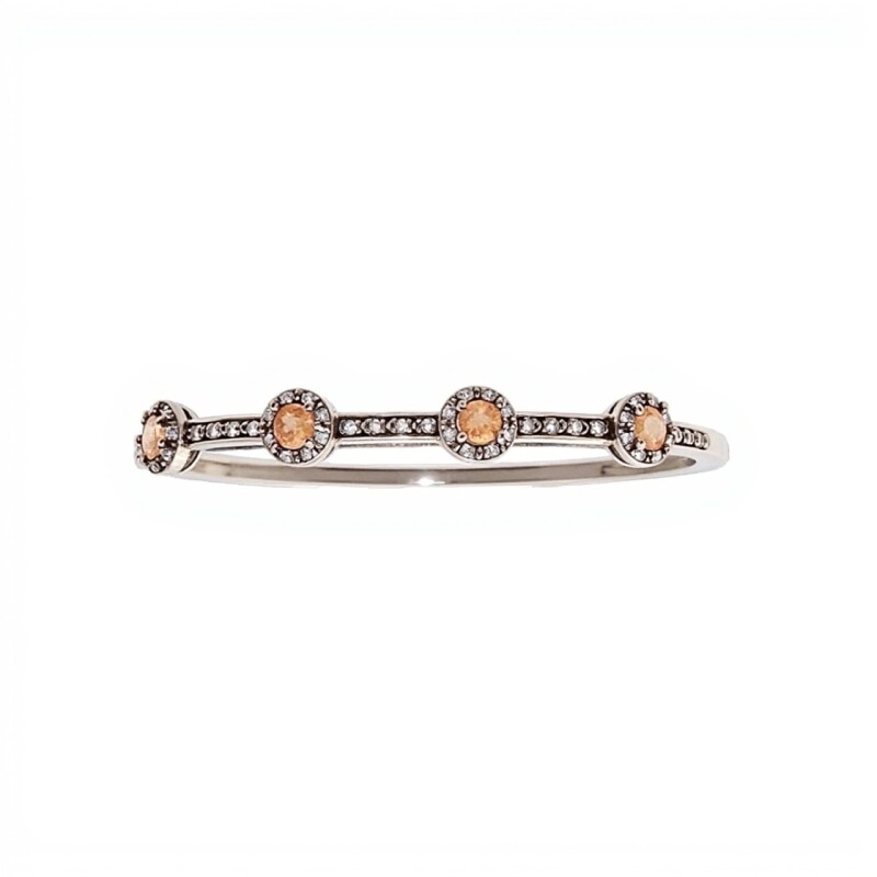 Brazalete Vintage-Plata 925-Piedra Zirconia naranja y blanca-BR3037 conpiedra