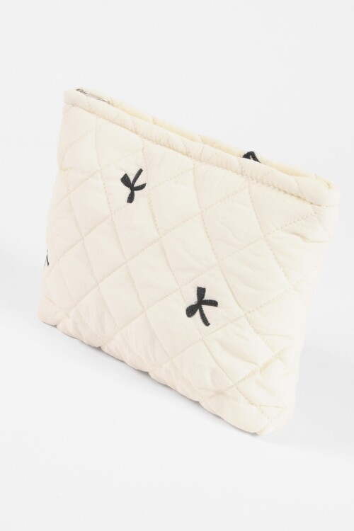 Estuche bordado moña blanco