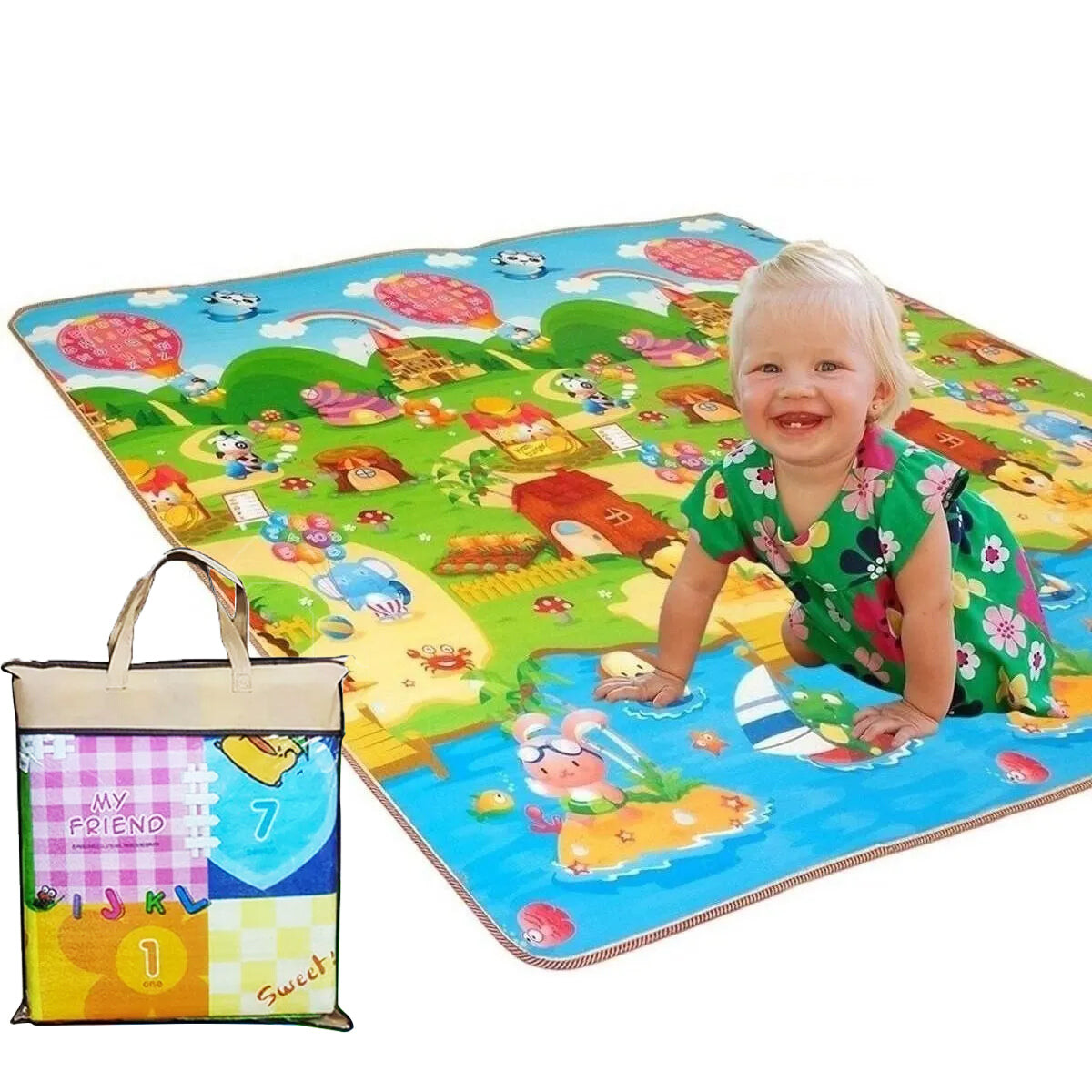 Alfombra Antigolpes Bebe Niño 2.00 X 1.80m C/ Bolso 