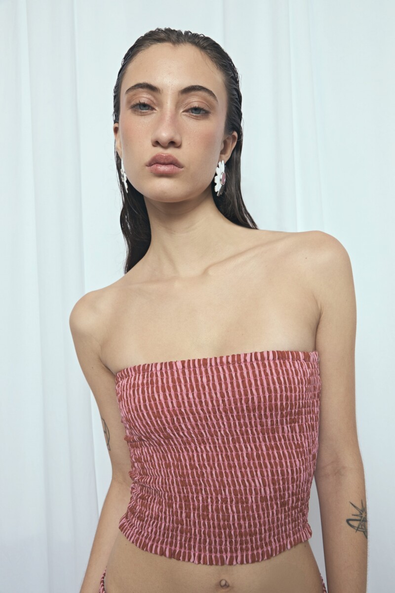 Top bandeau rayado PREVENTA rosa