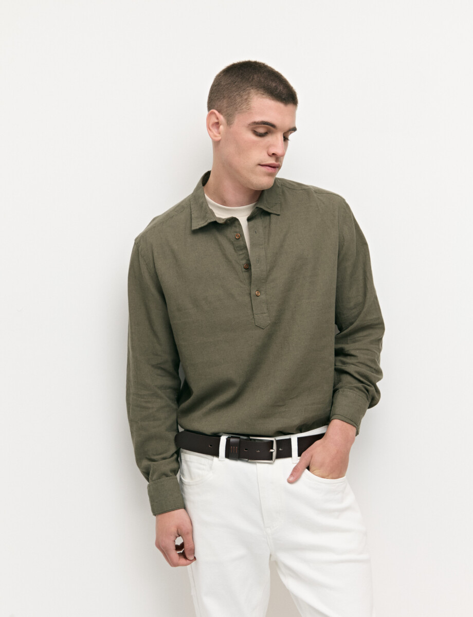 012766 CAMISA LINO WIN Oliva