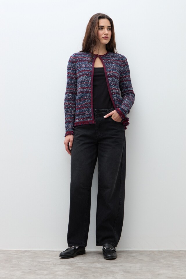 Chaqueta tejida bordo