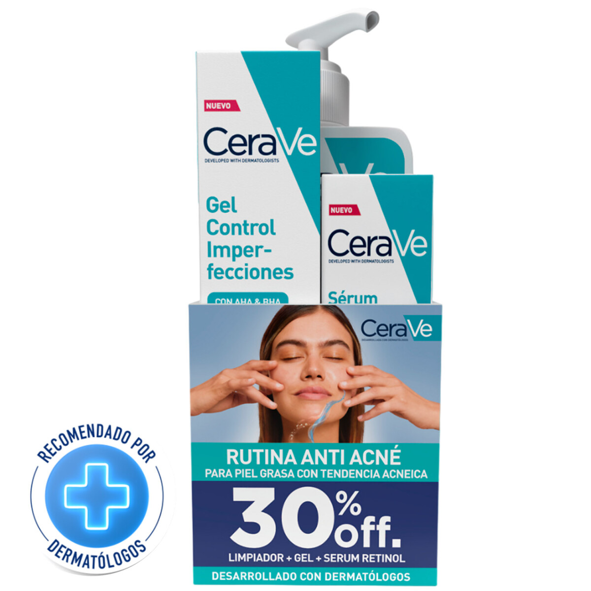 Pack Rutina Anti Acné 3 Pasos CeraVe Control Imperfecciones 