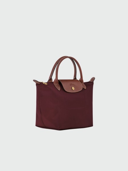 Longchamp -Cartera Longchamp plegable de nylon con cierre y asa corta, Le pliage S Bordó