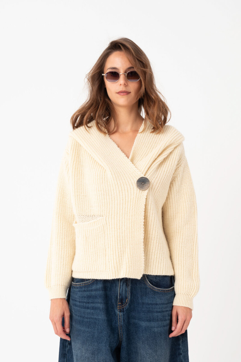 CARDIGAN CON CAPUCHA Natural