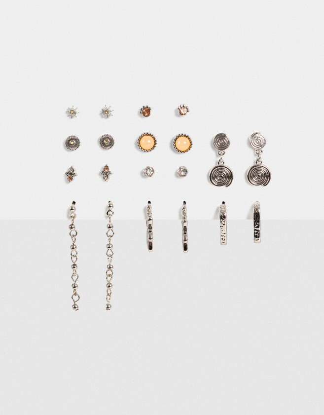 Aros Sets Strass Sets De Aros - Plateado