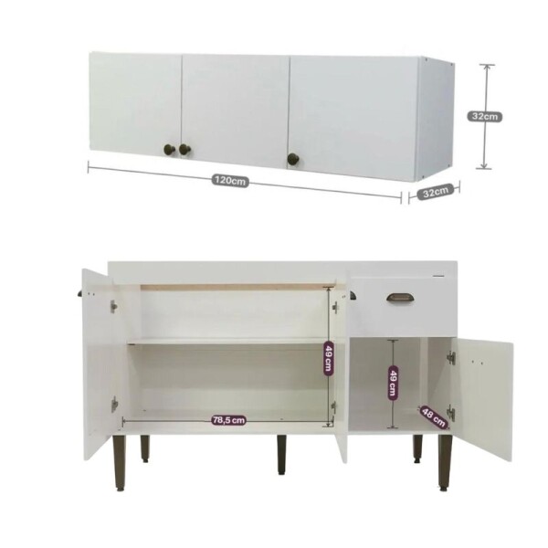 COMBO DE COCINA: AEREO + BAJO MESADA 1.20 MT - BLANCO COMBO DE COCINA: AEREO + BAJO MESADA 1.20 MT - BLANCO