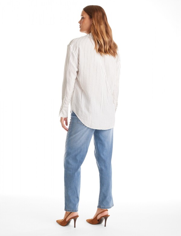 Camisa Lineas Pespunte BLANCO/NEGRO