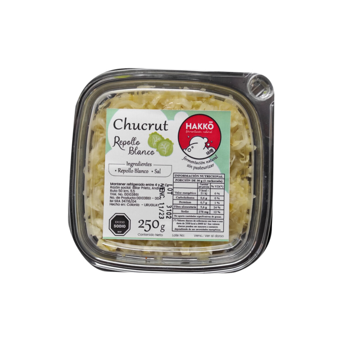 Chucrut Blanco Hakko 500g - Chucrut Blanco Clara 1/2k 