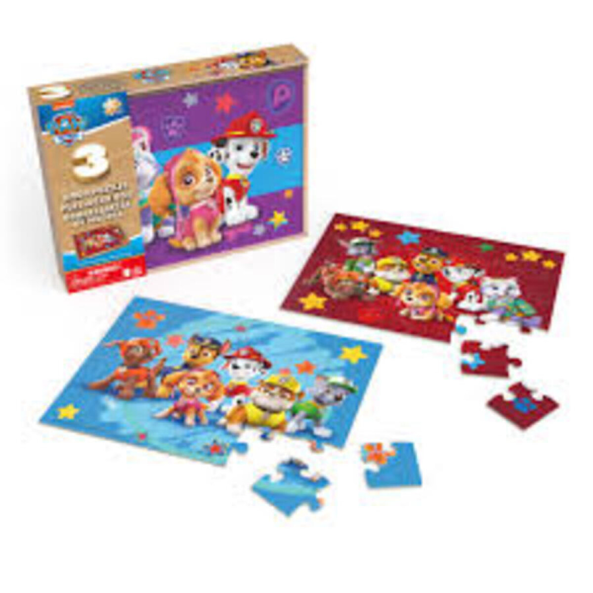 Pack X3 Paw Patrol Puzzle De Madera Universo Binario 