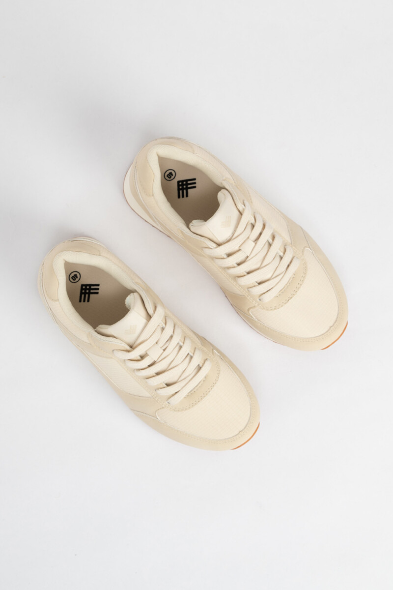 Zapatilla acordonada combinada Beige