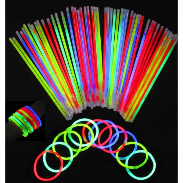 Pulseras Flúo Pack De 200 Unidades Luminosas Colores Neón Pulseras Flúo Pack De 200 Unidades Luminosas Colores Neón