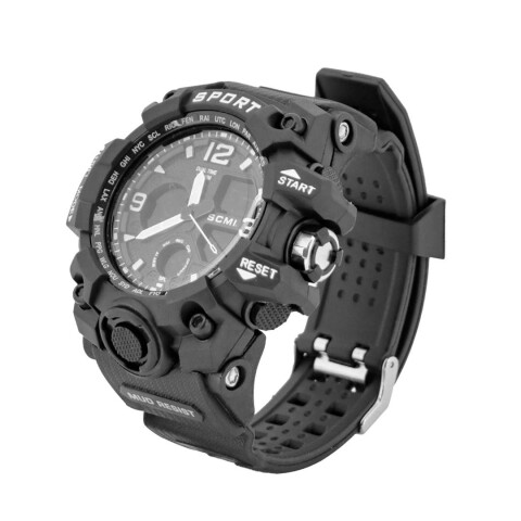 Reloj Deportivo Pulsera Analógico Digital Correa Luz Resiste Color Negro