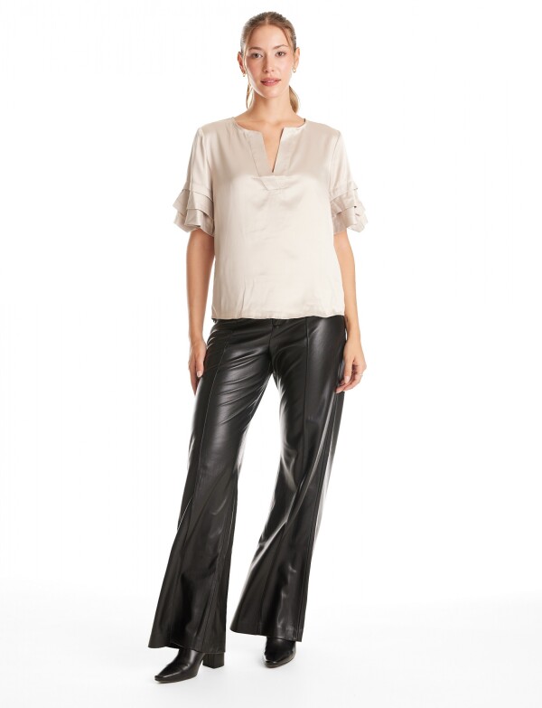 Blusa Saten Volados BEIGE