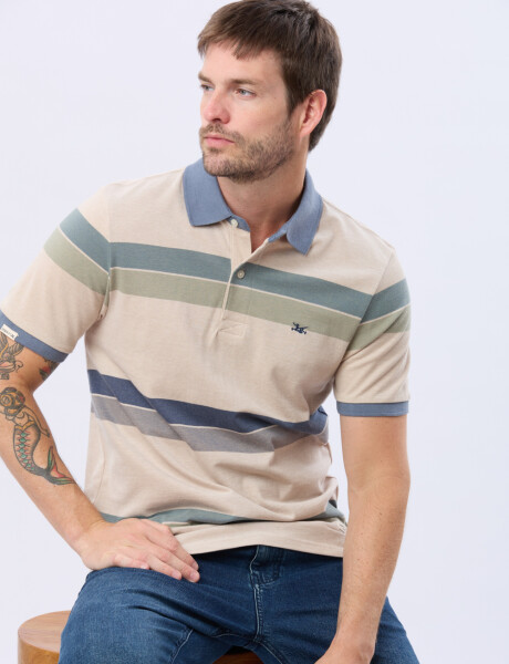 REMERA POLO RAYADA Beige