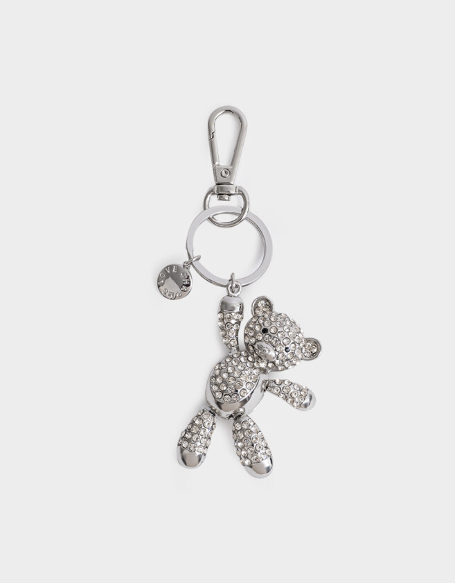 Llavero Metal Llavero Y Charm Teddy Strass - Plateado