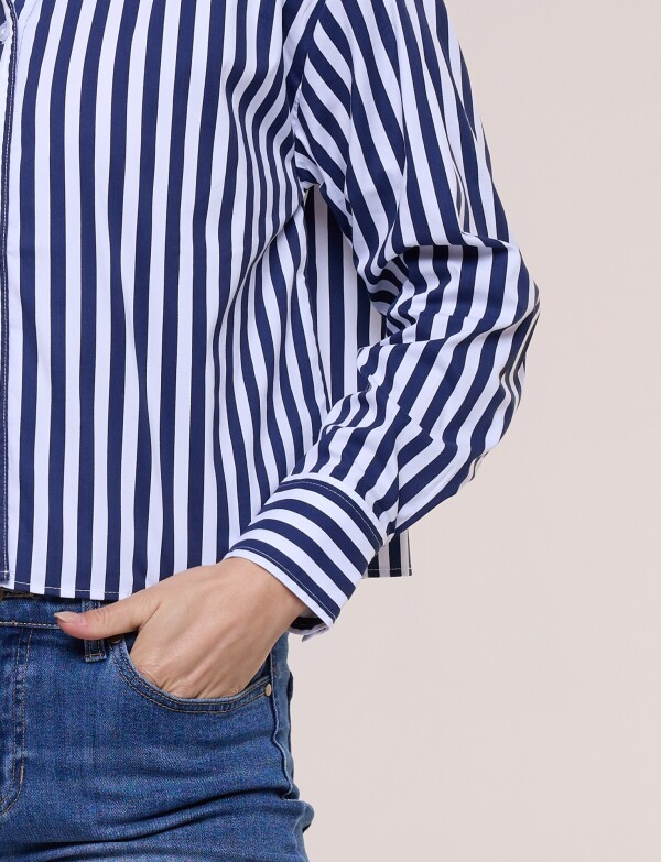 Camisa Crop Lineas AZUL/BLANCO