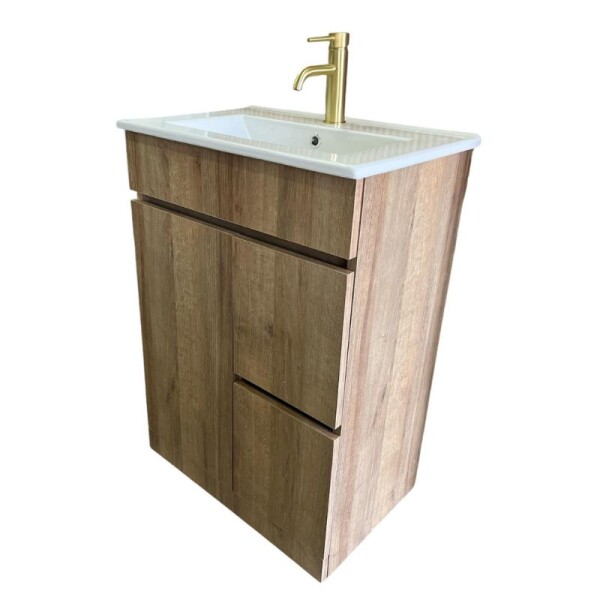MUEBLE DE BAÑO 60 CM 2 PUERTAS CON BACHA DE LOZA - NEVADA ROBLE MUEBLE DE BAÑO 60 CM 2 PUERTAS CON BACHA DE LOZA - NEVADA ROBLE