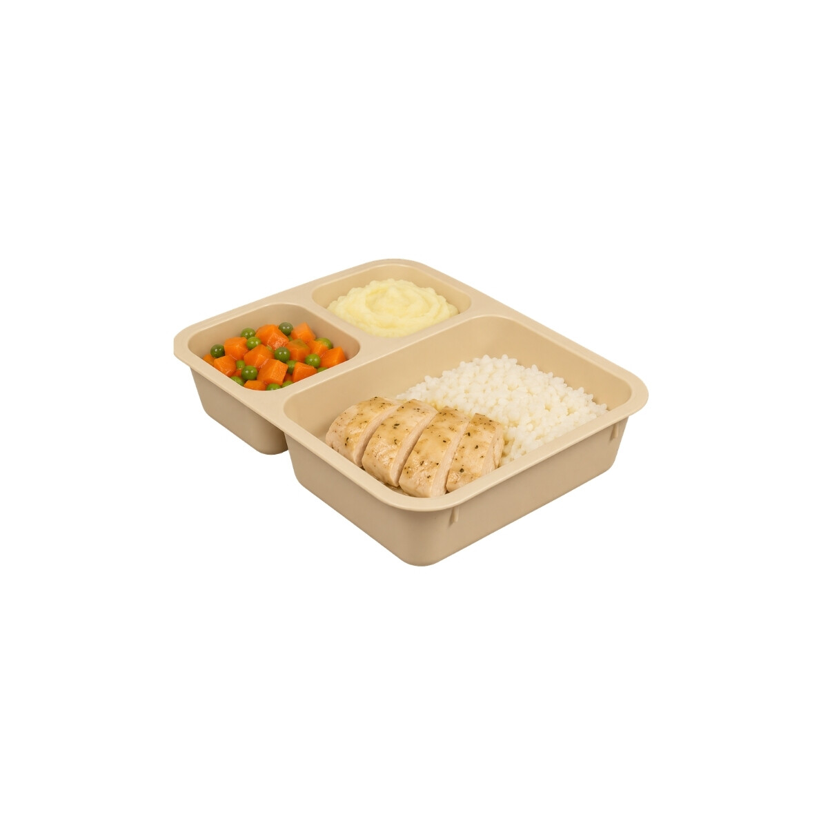 Bandeja de 3 Compartimientos de Policarbonato Beige 16 x 22.1 x 4.8 cm 