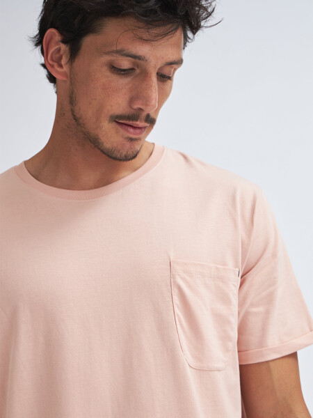 Camiseta manga corta con bolsillo Rosa