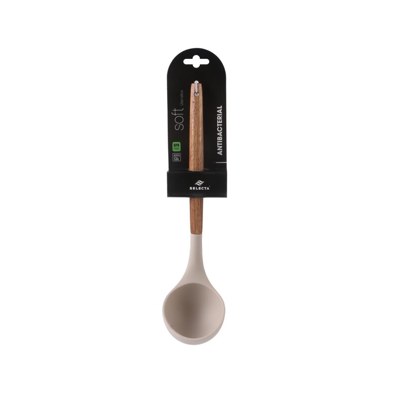 Cucharón Selecta de Silicona con Mango de Acacia Beige 31 cm CUCHARON SILICONA 31CM MANGO ACACIA BEIGE
