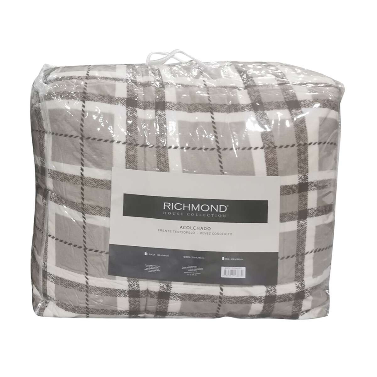 Acolchado King Size Terciopelo con Corderito Richmond 240 x 260 cm - Beige 