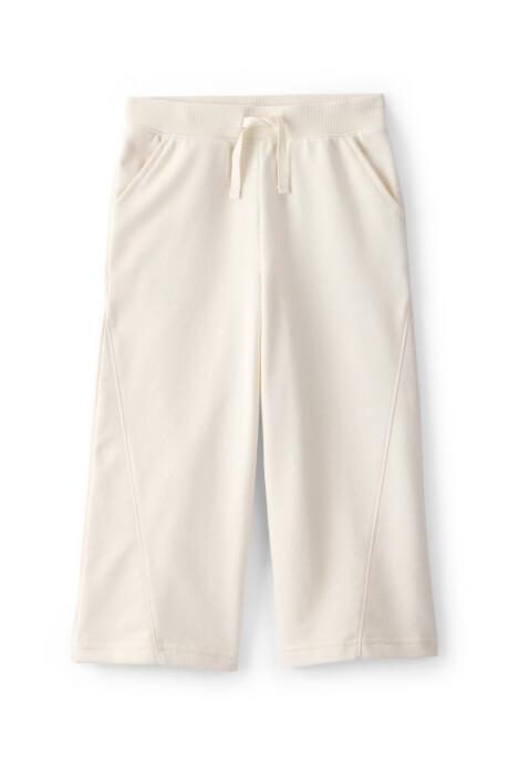 Pantalón deportivo de algodón, con pierna ancha, marfil Pantalón deportivo de algodón, con pierna ancha, marfil