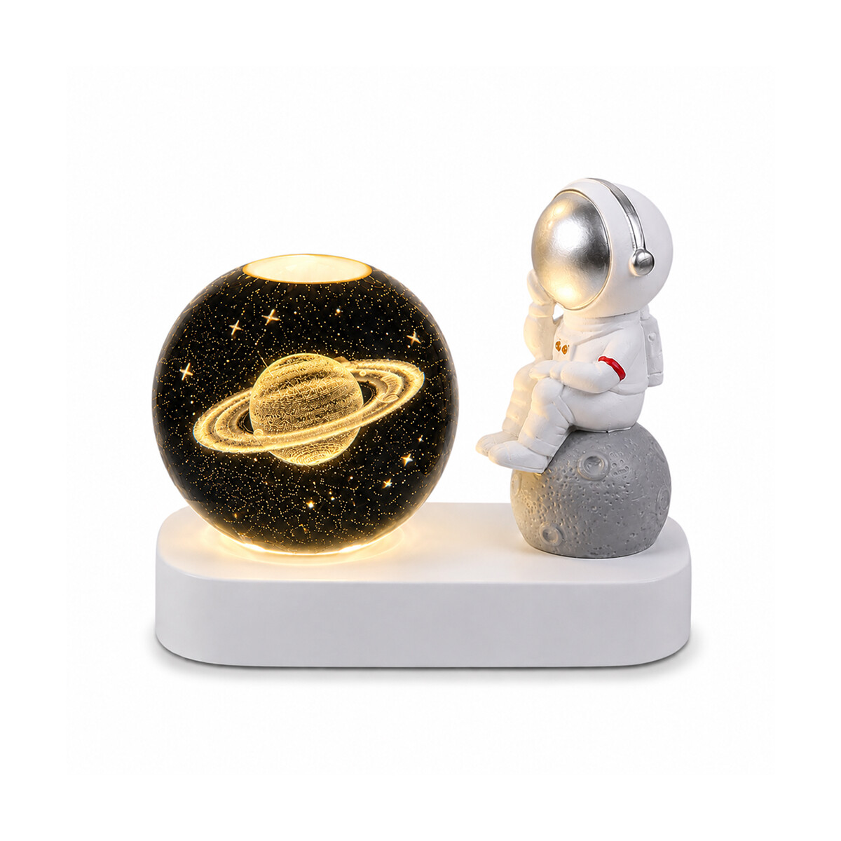 Lámpara veladora esfera con Astronauta - Saturno 