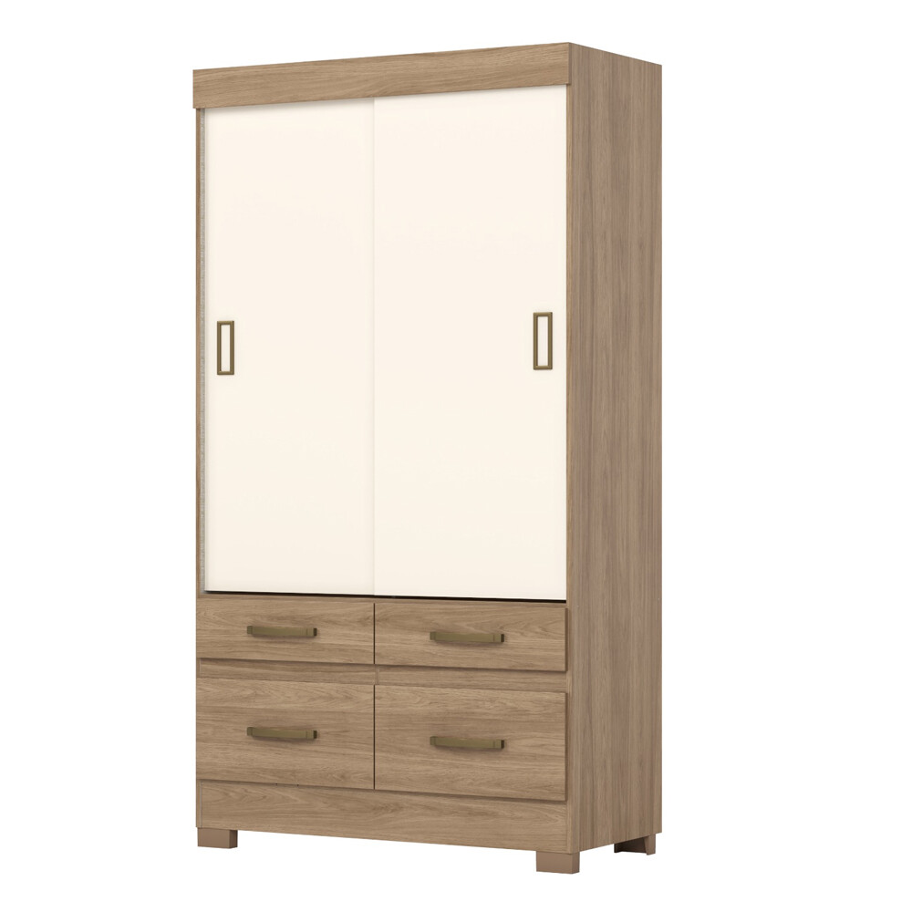 ROPERO 2 PUERTAS CORREDIZAS 4 CAJONES GUARDARROPA ARMARIO PLACARD CLOSET MARRON - FLEX