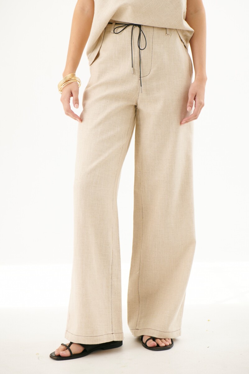 PANTALON LINO ART - BEIGE 