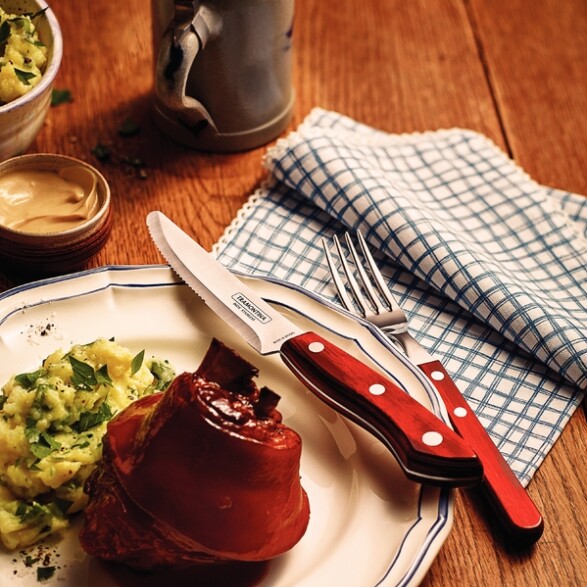 Tenedor de mesa con mango largo, modelo POLYWOOD, 12 piezas-TRAMONTINA TN9212