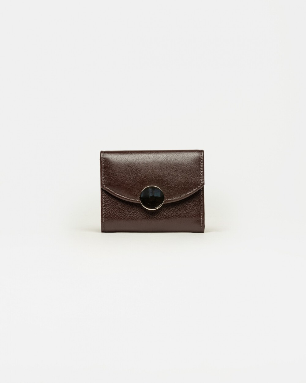 Billetera The Circle en cuero liso Marron