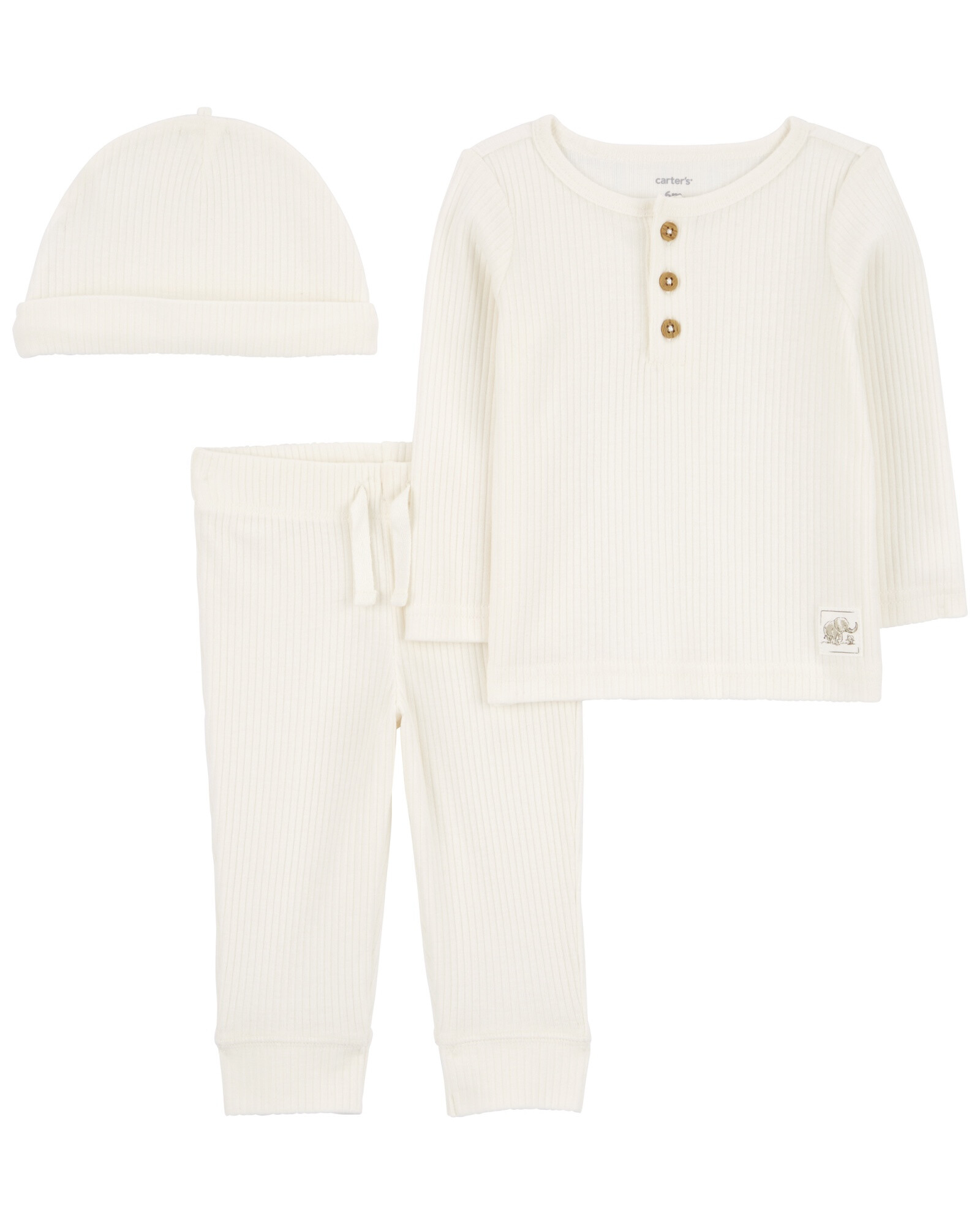 Set tres piezas de algodón térmico, pantalón, remera y gorro Set tres piezas de algodón térmico, pantalón, remera y gorro