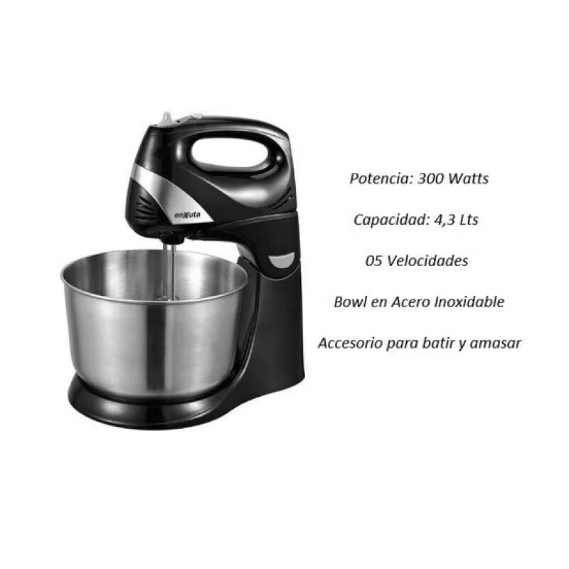 Batidora De Pie Enxuta Color Negro 5 Velocidades 300 W Frecuencia 50 Hz Batidora De Pie Enxuta Color Negro 5 Velocidades 300 W Frecuencia 50 Hz