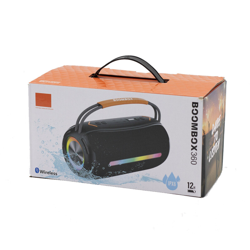 Parlante portatil bluetooth con correa simil boombox negro Parlante portatil bluetooth con correa simil boombox negro