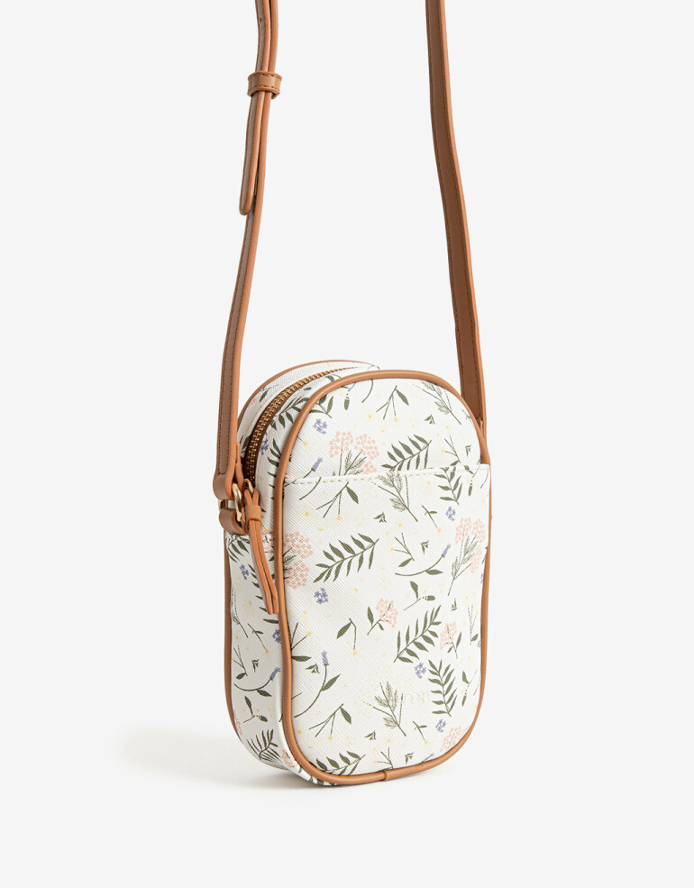 Complemento Marroquinería Porta Celular Con Bolsillo Delantero - Estampado Flores