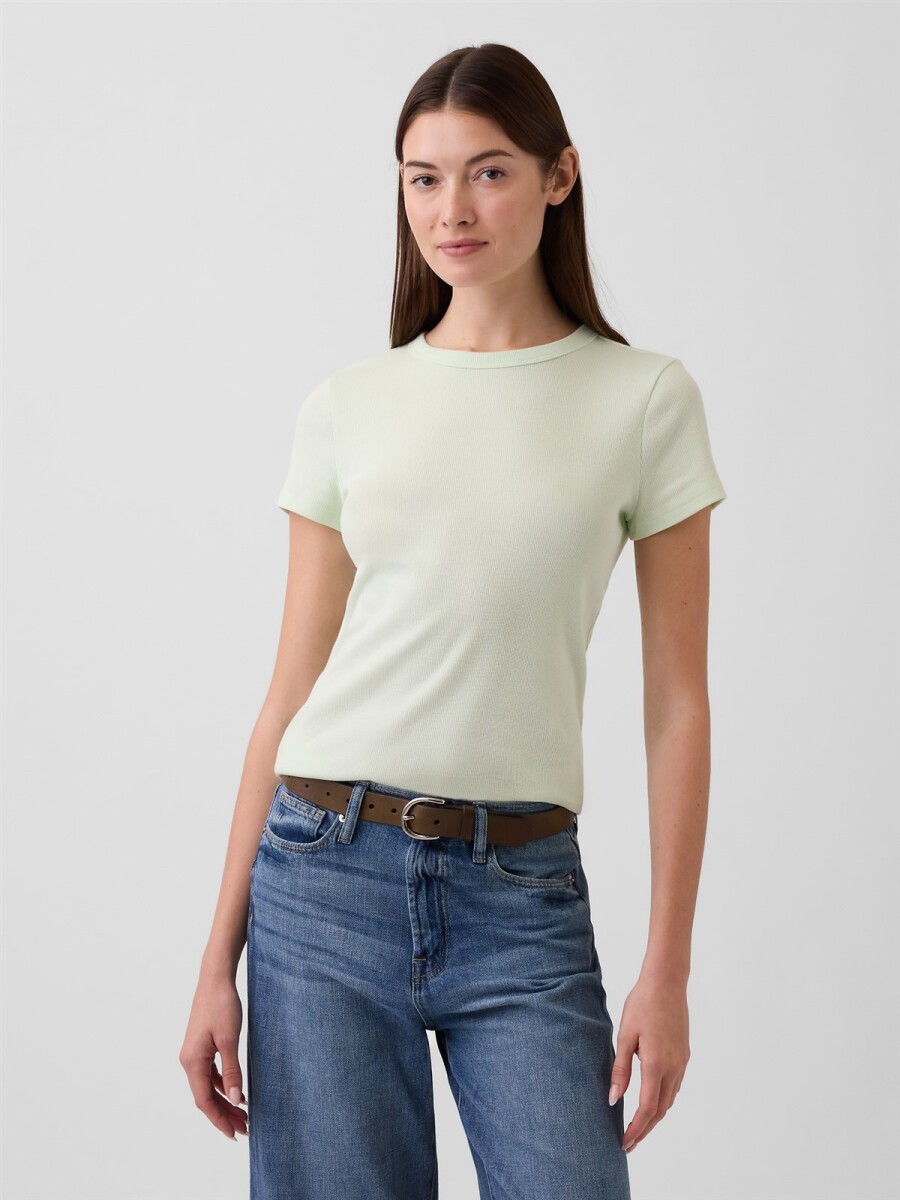 Remera Rib Manga Corta Mujer - Pod Green 