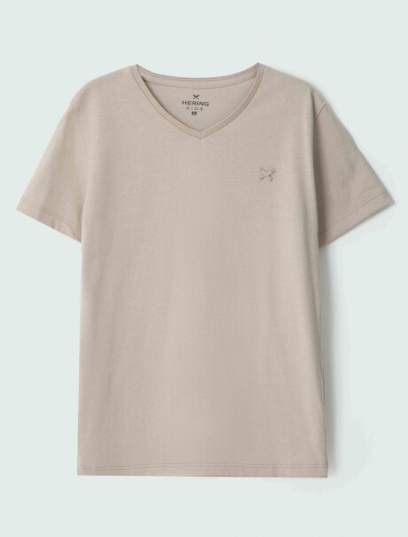 CAMISETA UNISSEX BÁSICA INFANTIL EN TELA FLAMÉ BEIGE