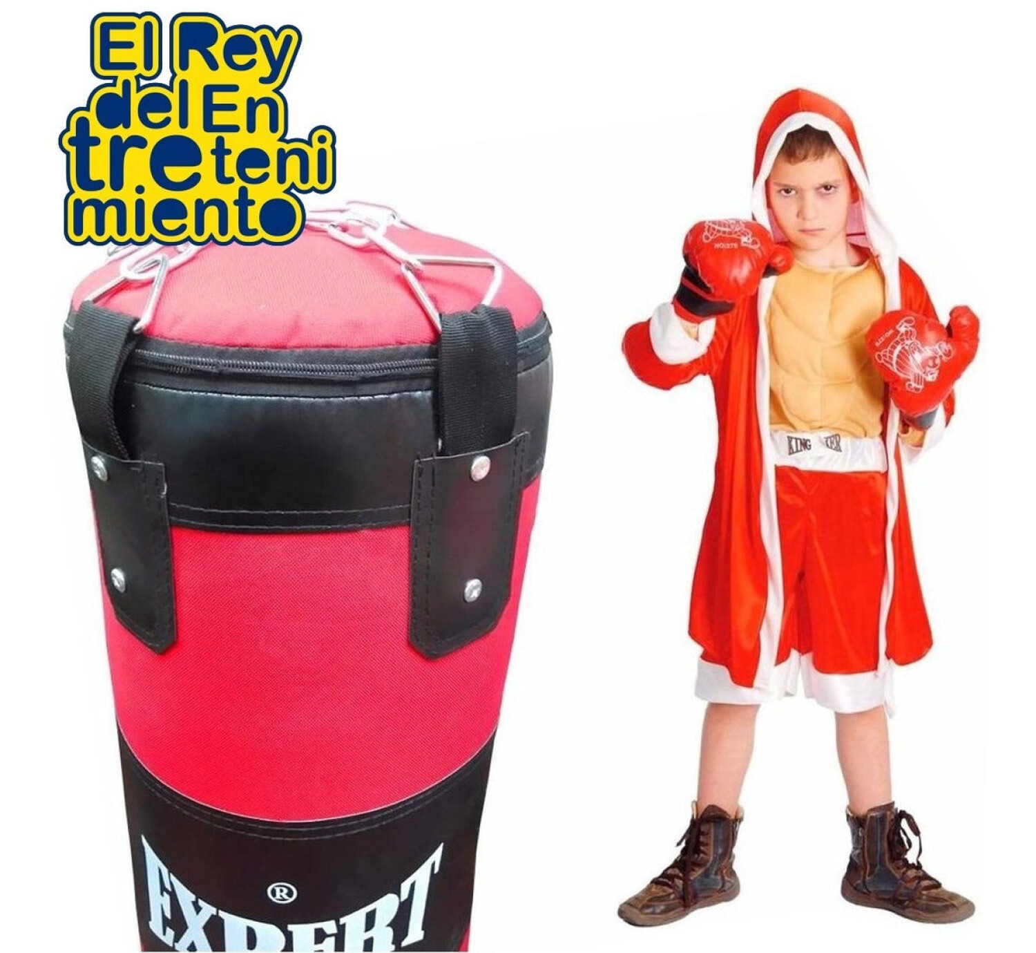 Kit Boxeo Expert Bolsa 65cm + Cadena + Guantes Niño — El Rey del  entretenimiento