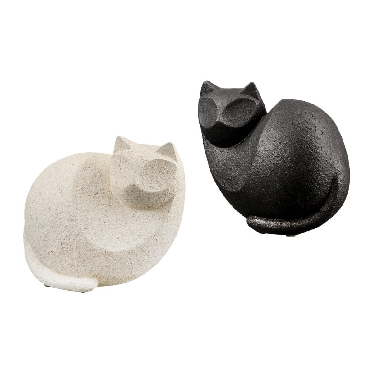 GATOS DECORATIVOS RESINA 11x17x15CM BLANCO/NEGRO 