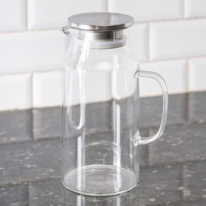 Jarra de vidrio con tapa de acero 1700ml Jarra de vidrio con tapa de acero 1700ml