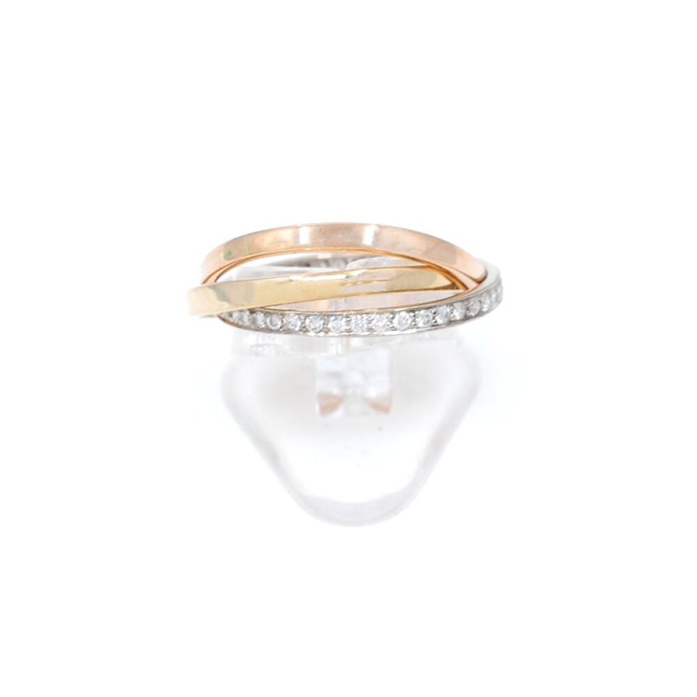Anillo triple alianza en 3 tonos de oro 18k una de ellas con brillantes Anillo triple alianza en 3 tonos de oro 18k una de ellas con brillantes