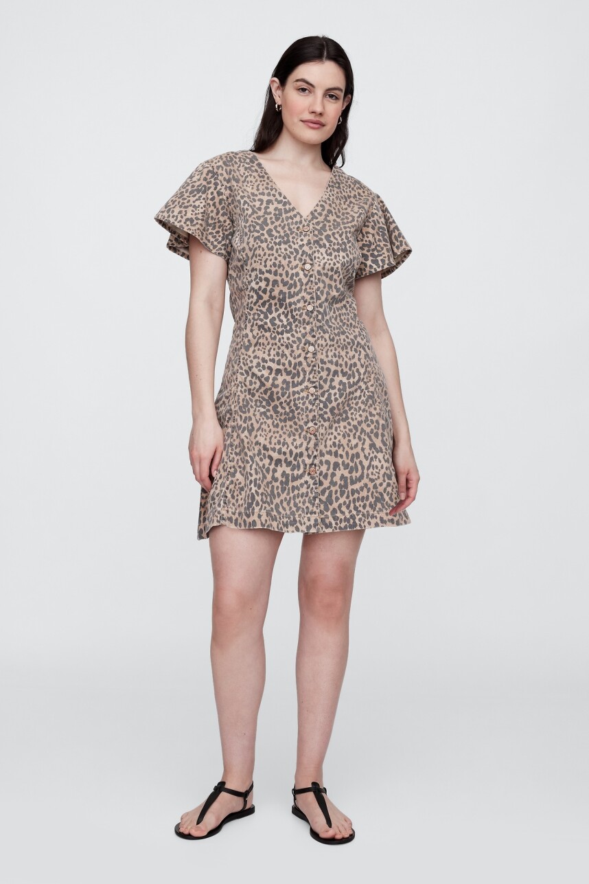 V-SS DENIM FIT AND FLARE MINI - LEOPARD Leopard