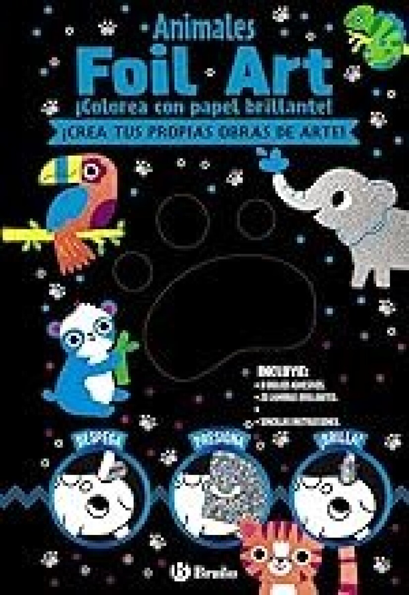 ANIMALES FOIL ART COLOREA CON PAPEL BRILLANTE 