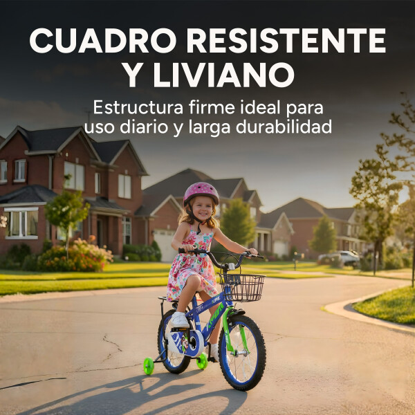Bicicleta Infantil XMZ Rodado16 Canasto Parrilla Guardabarro Azul 1