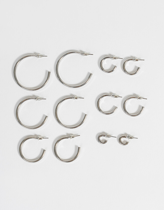 Aros Argollas Set De metal Set De Argollas - Plateado