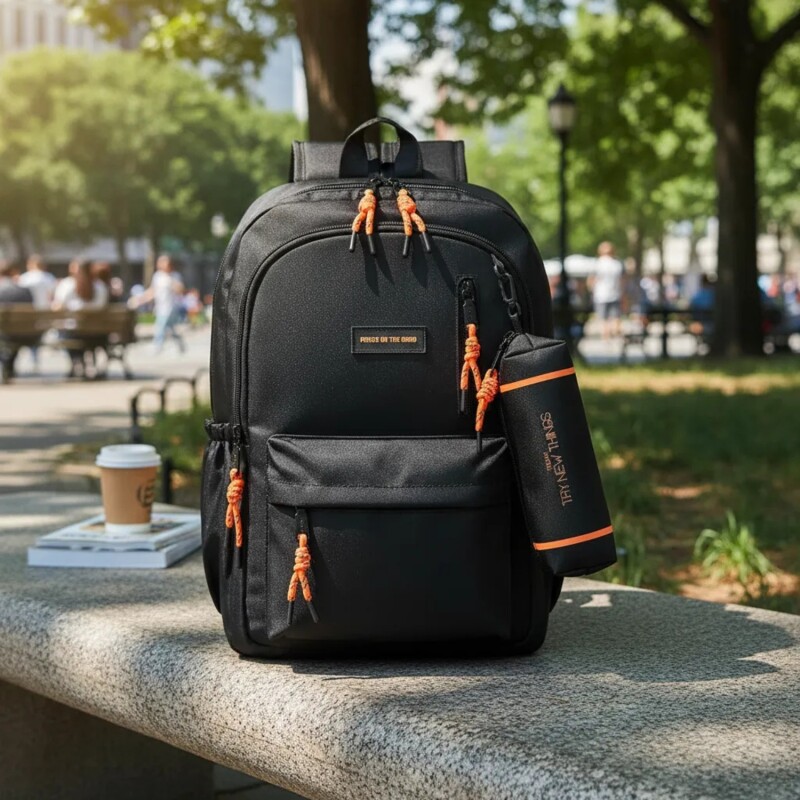 Mochila Trendy Focus On The Good con cartuchera Negro