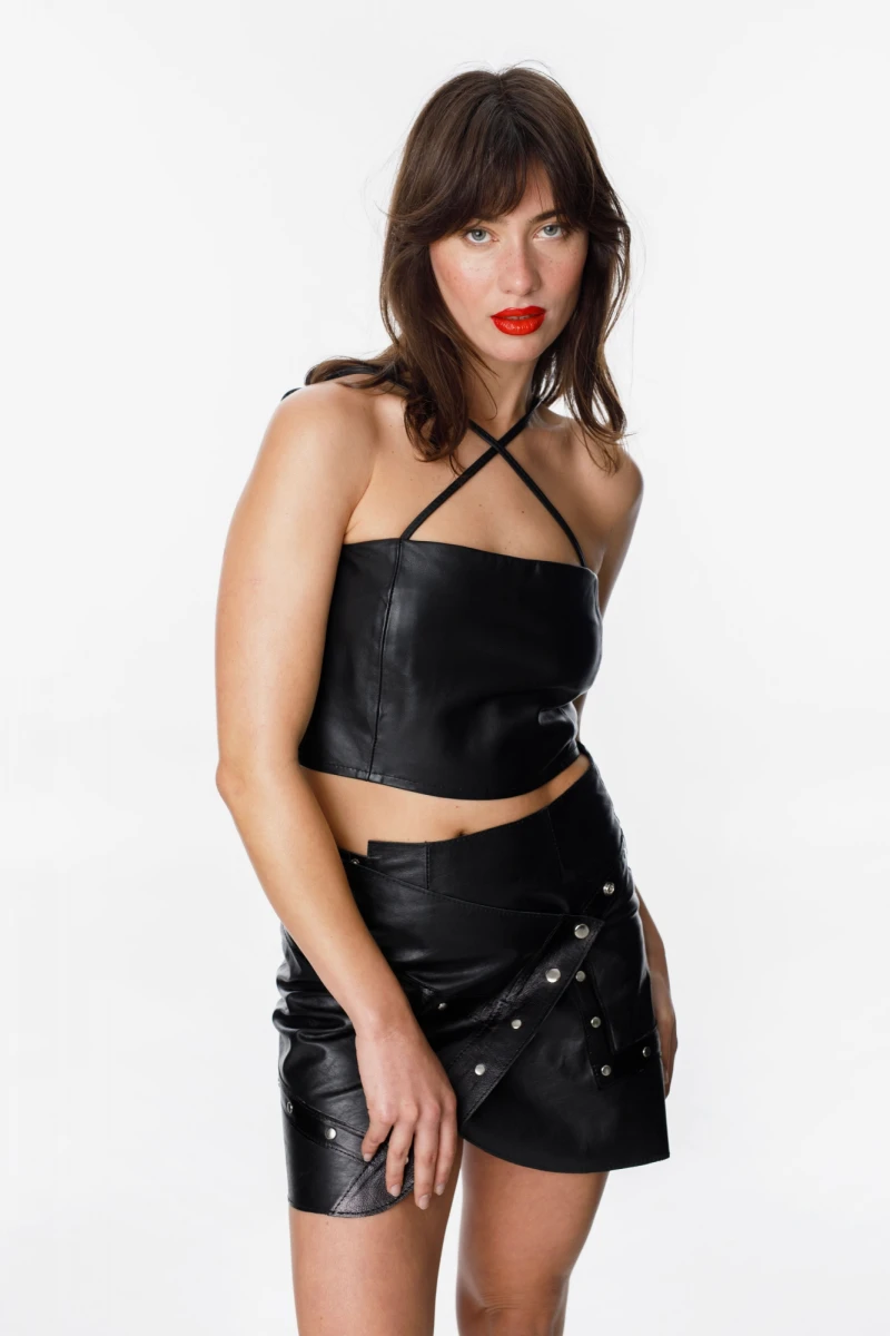 Falda Leather Irisa negro l